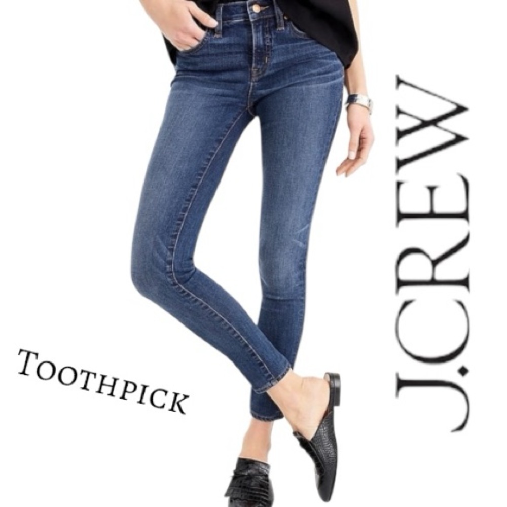J.Crew Women’s 9" mid-rise toothpick jean in Classic Rinse • Size 27